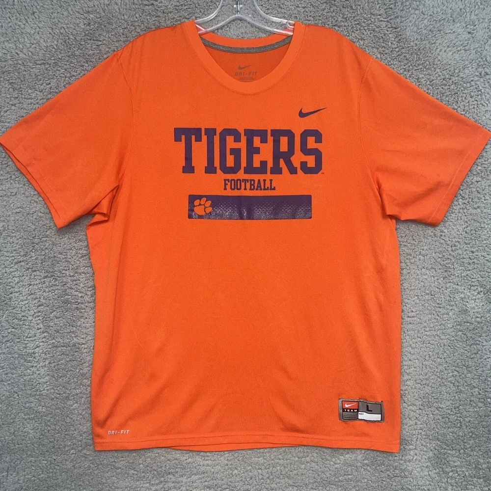 VTG‎ Nike Team Clemson Tigers T Shirt Men's Size L Orange Tee Football NCAA